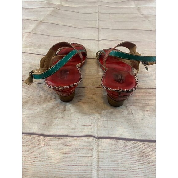 L'Artiste Women's Red Leather Wearable Art Sandals - 40 - Picture 5 of 14